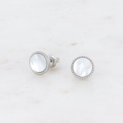 Boucles puces Emllo - pierre naturelle ronde plate
