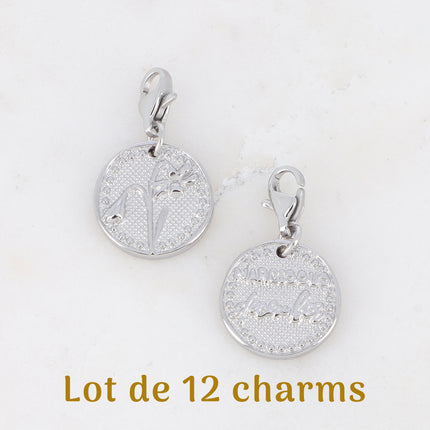 Charm Fleury - lot de 12 mois - fleur et mois de naissance