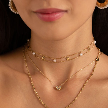 Yesenia Necklace - small heart set with cubic zirconia