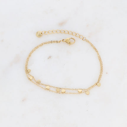 Bracelet - 2 rangs avec pastilles coeurs