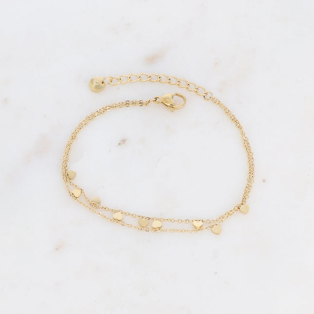 Bracelet - 2 rangs avec pastilles coeurs