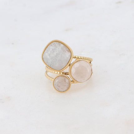 Bague Trilogie – pierres naturelles