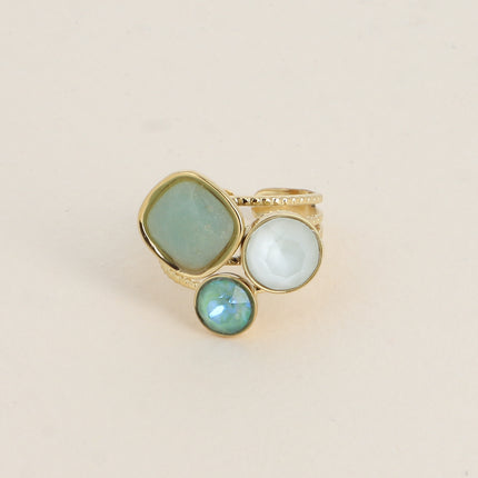 Bague Trilogie - pierre naturelle et cristaux Swarovski®