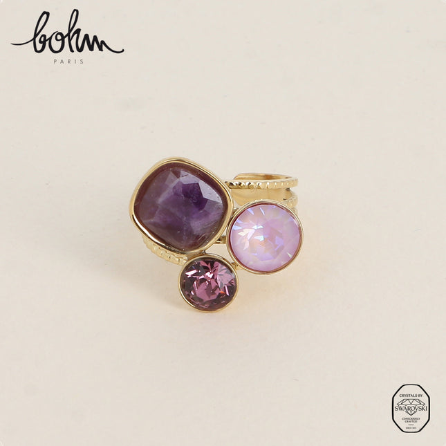 Bague Trilogie - pierre naturelle et cristaux Swarovski®
