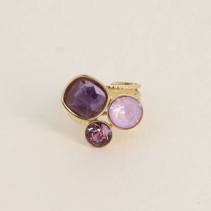 Bague Trilogie - pierre naturelle et cristaux Swarovski®