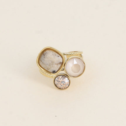 Bague Trilogie - pierre naturelle et cristaux Swarovski®