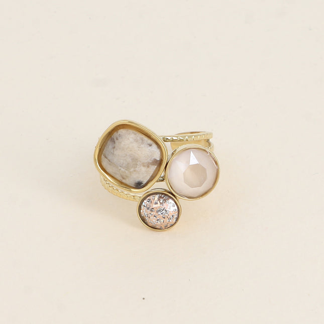 Bague Trilogie - pierre naturelle et cristaux Swarovski®