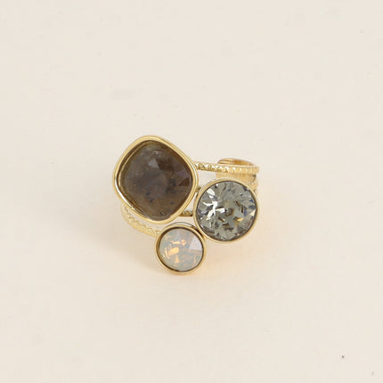 Bague Trilogie - pierre naturelle et cristaux Swarovski®