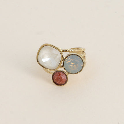 Bague Trilogie - pierre naturelle et cristaux Swarovski®