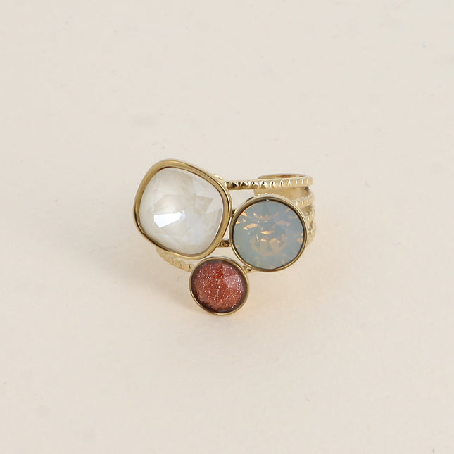 Bague Trilogie - pierre naturelle et cristaux Swarovski®