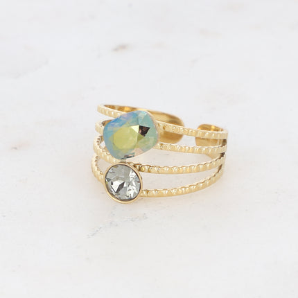Bague Lolita - 4 rangs striés avec cristaux Swarovski®