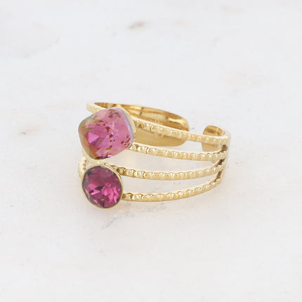 Bague Lolita - 4 rangs striés avec cristaux Swarovski®