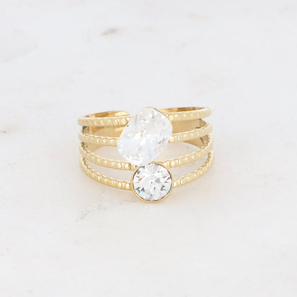 Bague Lolita - 4 rangs striés avec cristaux Swarovski®