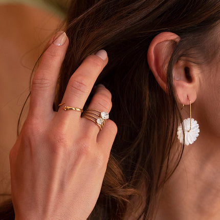 Lolita Ring - 4 ridged rows with Swarovski® crystals