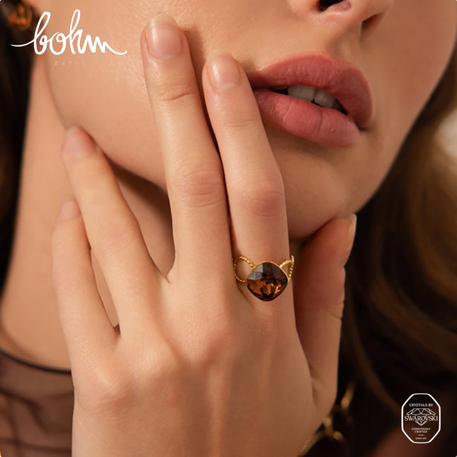Dasia Ring - ring with striped circles and Swarovski® crystals
