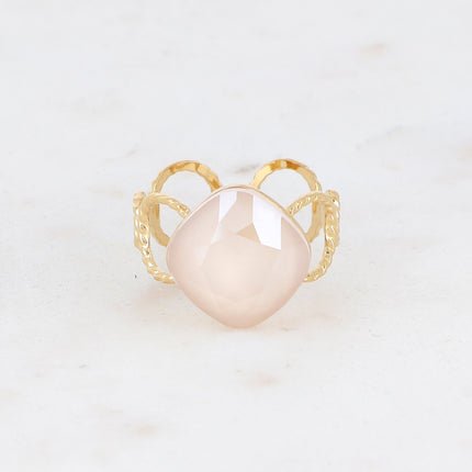 Bague Dasia - anneau aux cercles striés et orné de cristaux Swarovski®