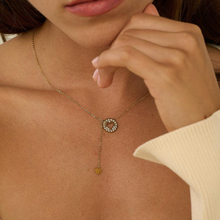 Collier Isabelline - coeur - oxydes de zirconium