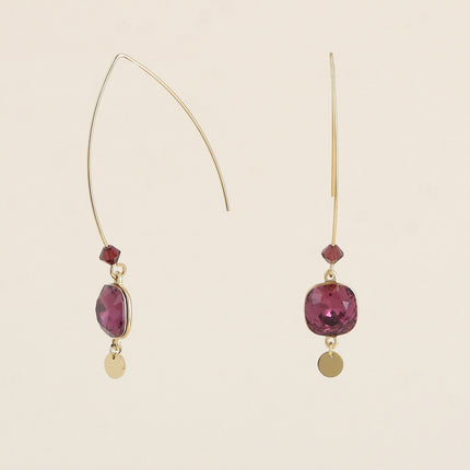 Boucles pendantes Aléa - cristaux 10 mm et toupie