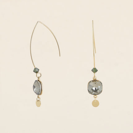 Boucles pendantes Aléa - cristaux 10 mm et toupie