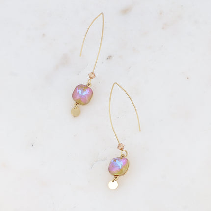 Boucles pendantes Aléa - cristaux 10 mm et toupie