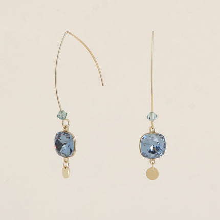 Boucles pendantes Aléa - cristaux 10 mm et toupie
