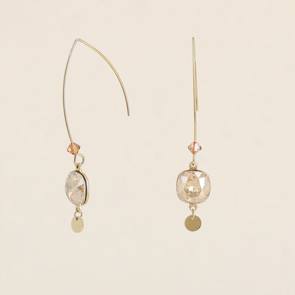 Boucles pendantes Aléa - cristaux 10 mm et toupie