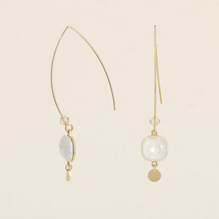 Boucles pendantes Aléa - cristaux 10 mm et toupie