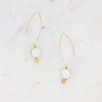 Boucles pendantes Aléa - cristaux 10 mm et toupie