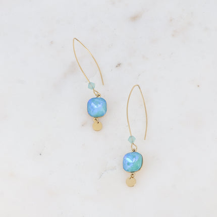 Boucles pendantes Aléa - cristaux 10 mm et toupie
