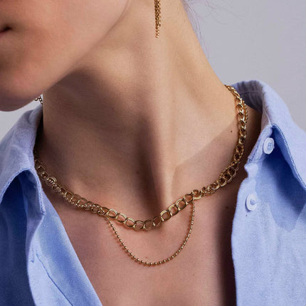 Nikita Necklace - UNISEX - 2 strands, double-layered interlacing of stitches and beads