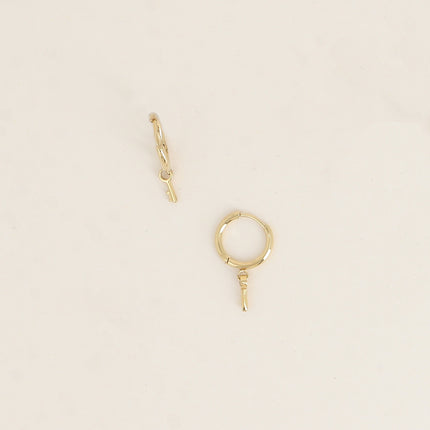 Mini hoop earrings - key pendant