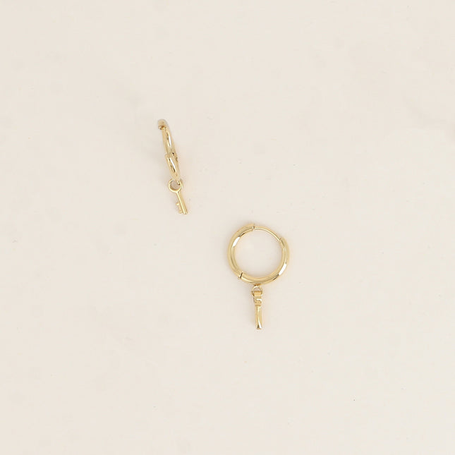 Mini hoop earrings - key pendant