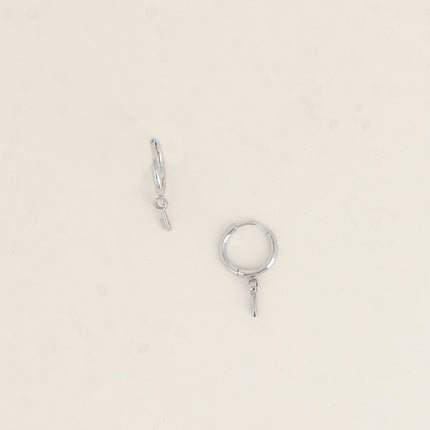 Mini hoop earrings - key pendant