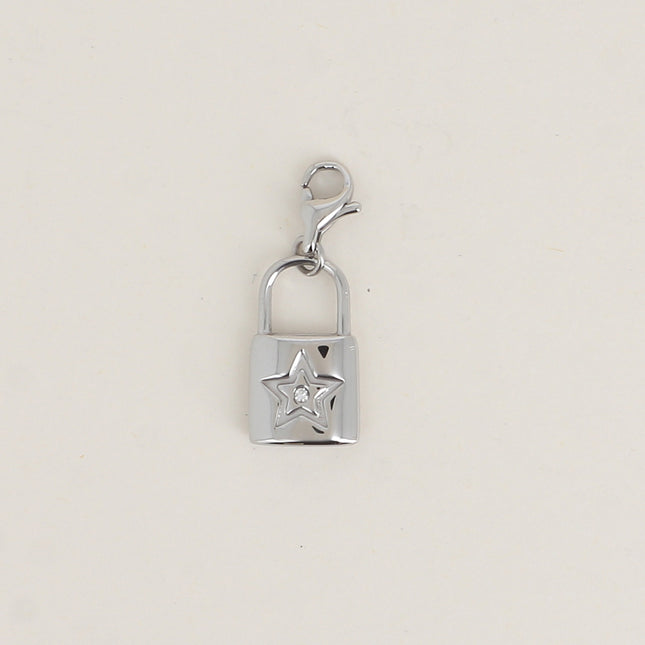 Charm - Padlock and Star with Zirconium Oxide