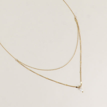 Collier - 2 rangs avec perle d'eau douce