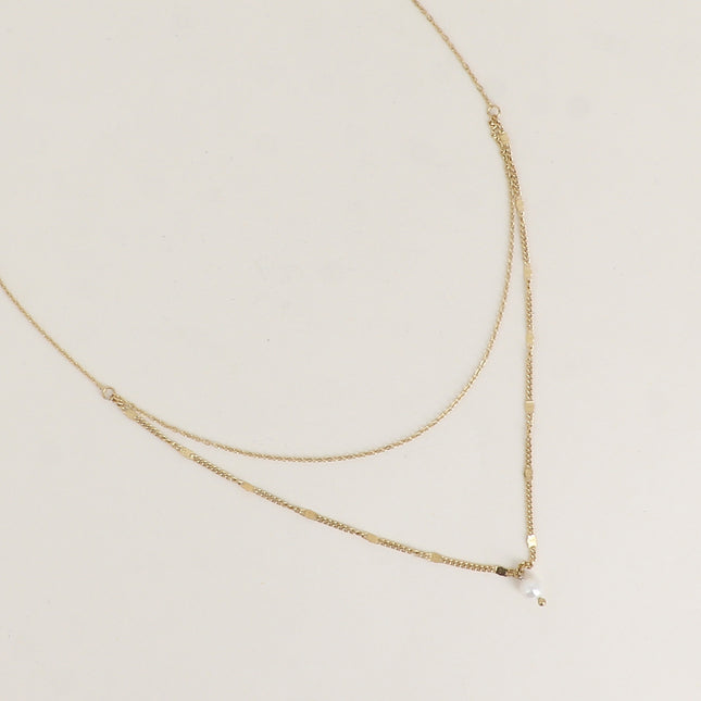 Collier - 2 rangs avec perle d'eau douce