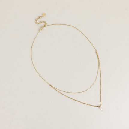 Collier - 2 rangs avec perle d'eau douce