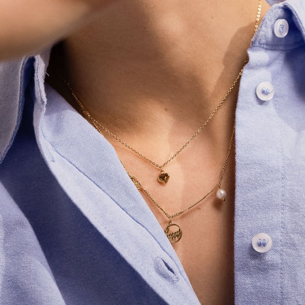 Collier Océane - 2 rangs, "happy", coeur et breloques