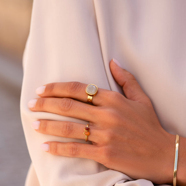 Bague Sivaria - pierre naturelle carrée 10mm