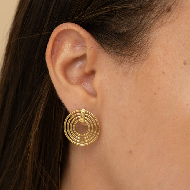 Stud earrings - 4 round openwork rings
