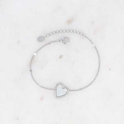 Bracelet - coeur émaillé et oxydes de zirconium