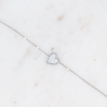 Bracelet - coeur émaillé et oxydes de zirconium