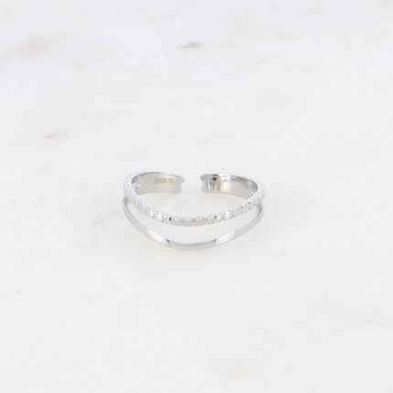 Bague Cosma - 2 anneaux effet perlé et lisse
