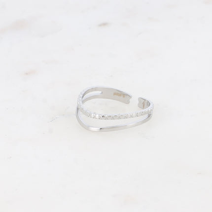 Bague Cosma - 2 anneaux effet perlé et lisse