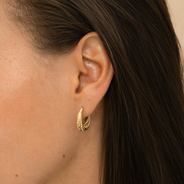 Creole earrings - round swirls and lines 2 cm