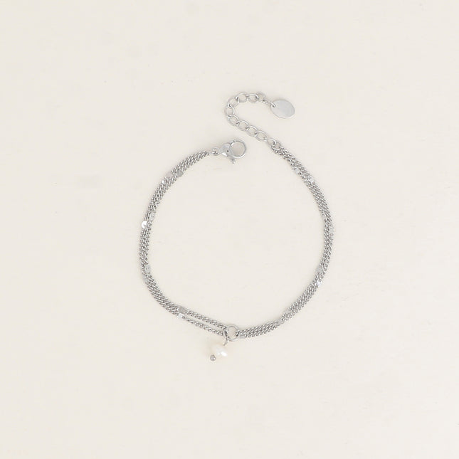 Bracelet - 2 rangs et perle d'eau douce