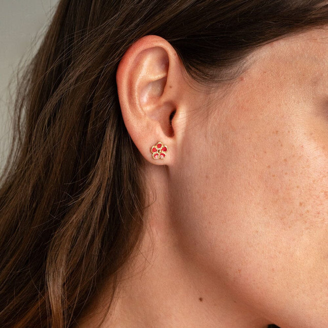 Boucles puces Alizon - fleurs aux pétales émaillées