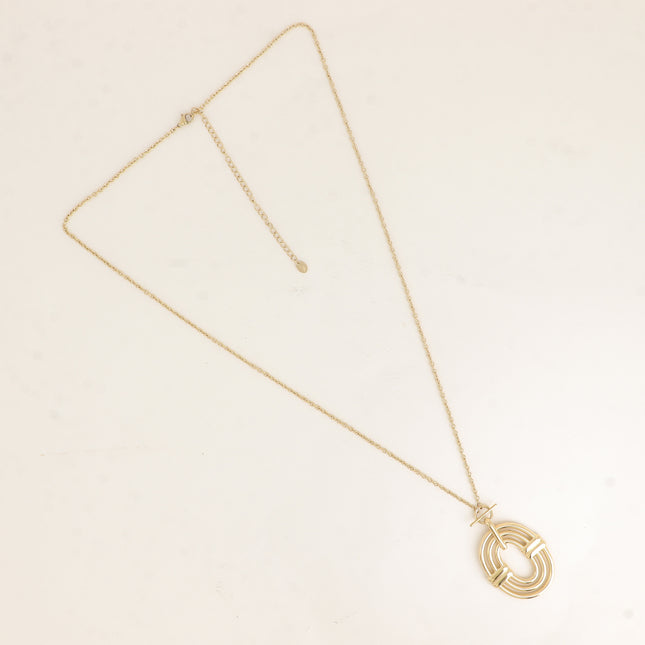 Necklace - ring and bar, 3 openwork ovals