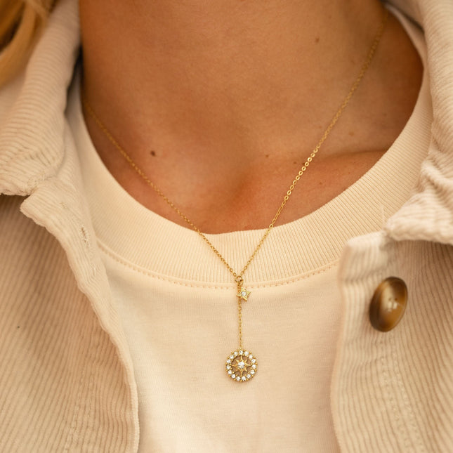 Collier en Y Faisca - roue étoilée et oxydes de zirconium