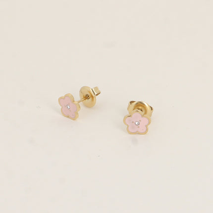 Boucles puces - fleur plate émaillée